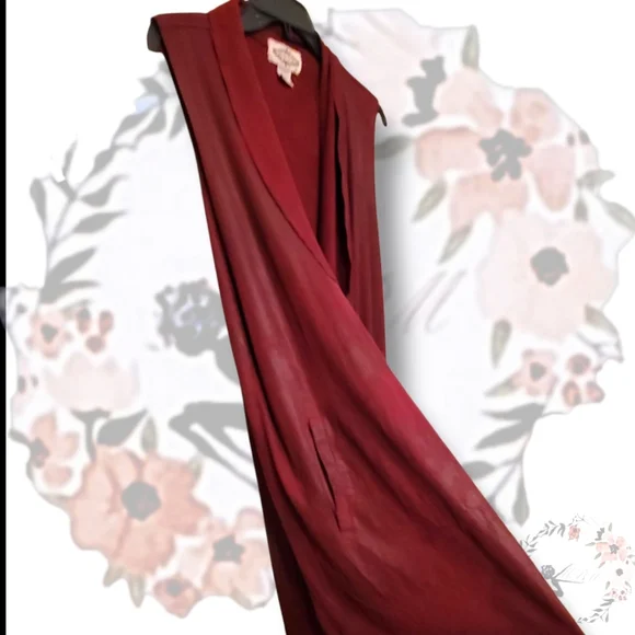 Oliver Faux Suede Draped Women's Maroon Vest XL - Picture 5 of 7